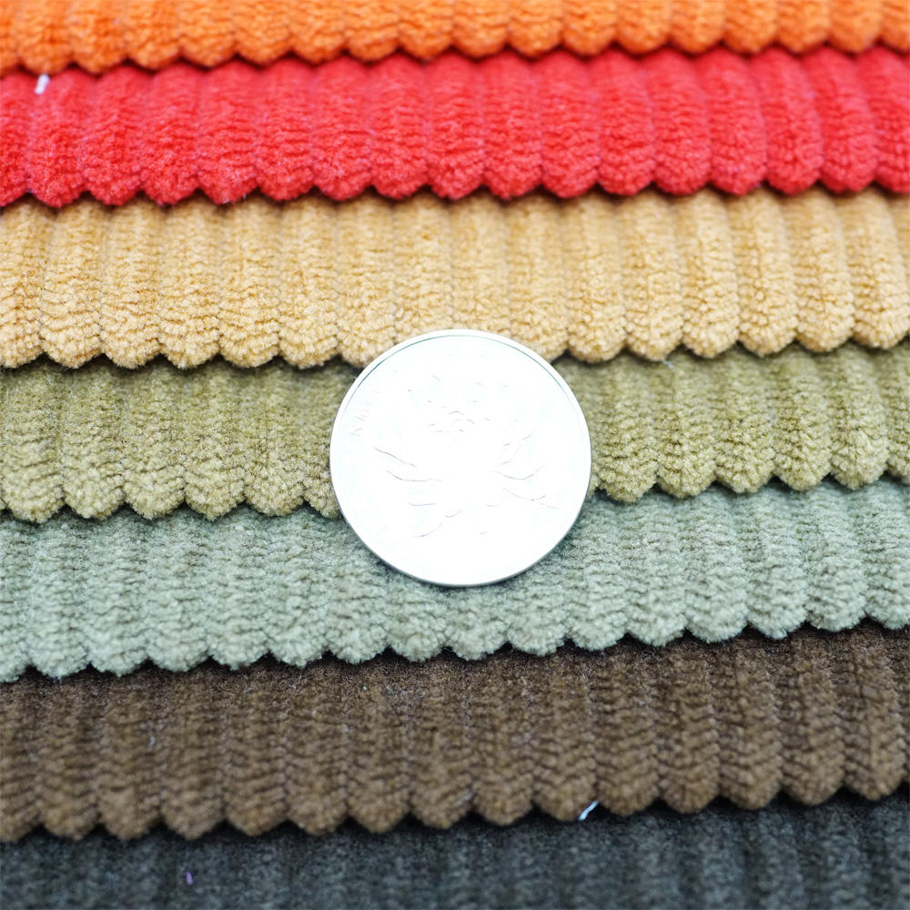Wholesale Customized Good Quality Organic Stripe  100% Polyester Corduroy Fabric 