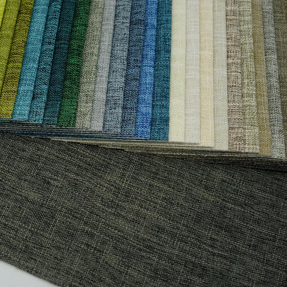 100% polyester grey  waterproof artificial linen upholstery fabric for sofas and furnitureoiour