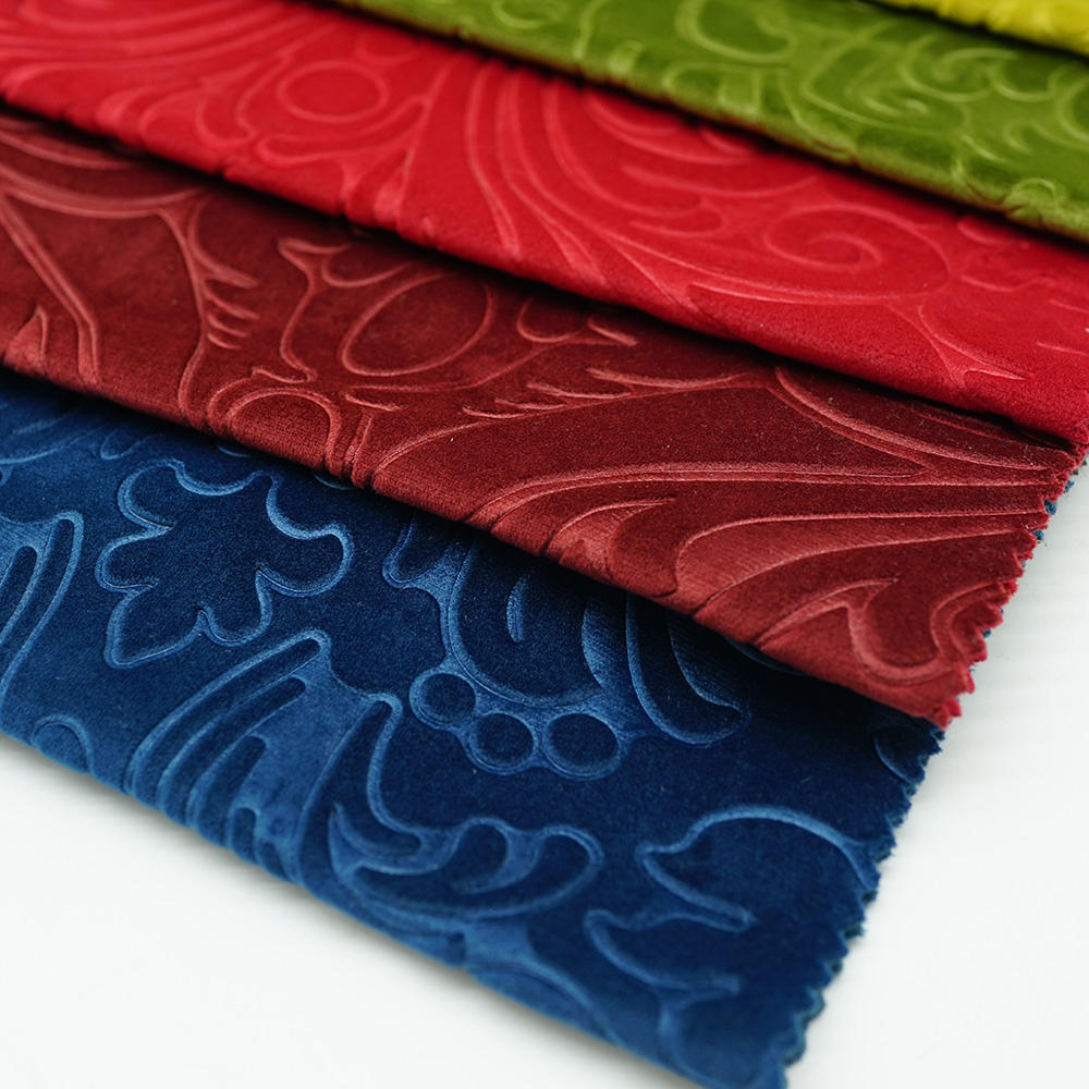 Manufacturer good quality hot design emboss velvet sofa upholstery fabric