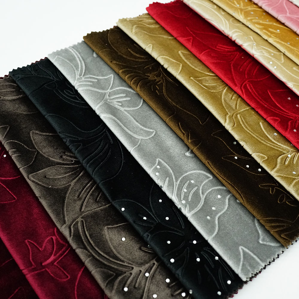 Hottest design embossed velvet sofa upholstery fabric