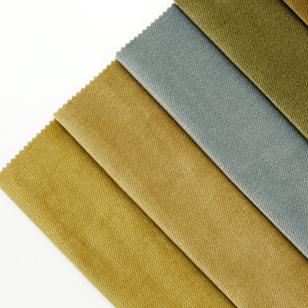 wholesale popular good quality 100% polyester twill pattern plain dyed velvet furniture upholstery fabric