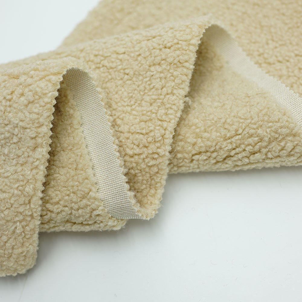 Customized Heavy Weight 100% Polyester Plain Boucle Teddy Fabric Upholstery For Sofa Cushion Home Decor Fabric