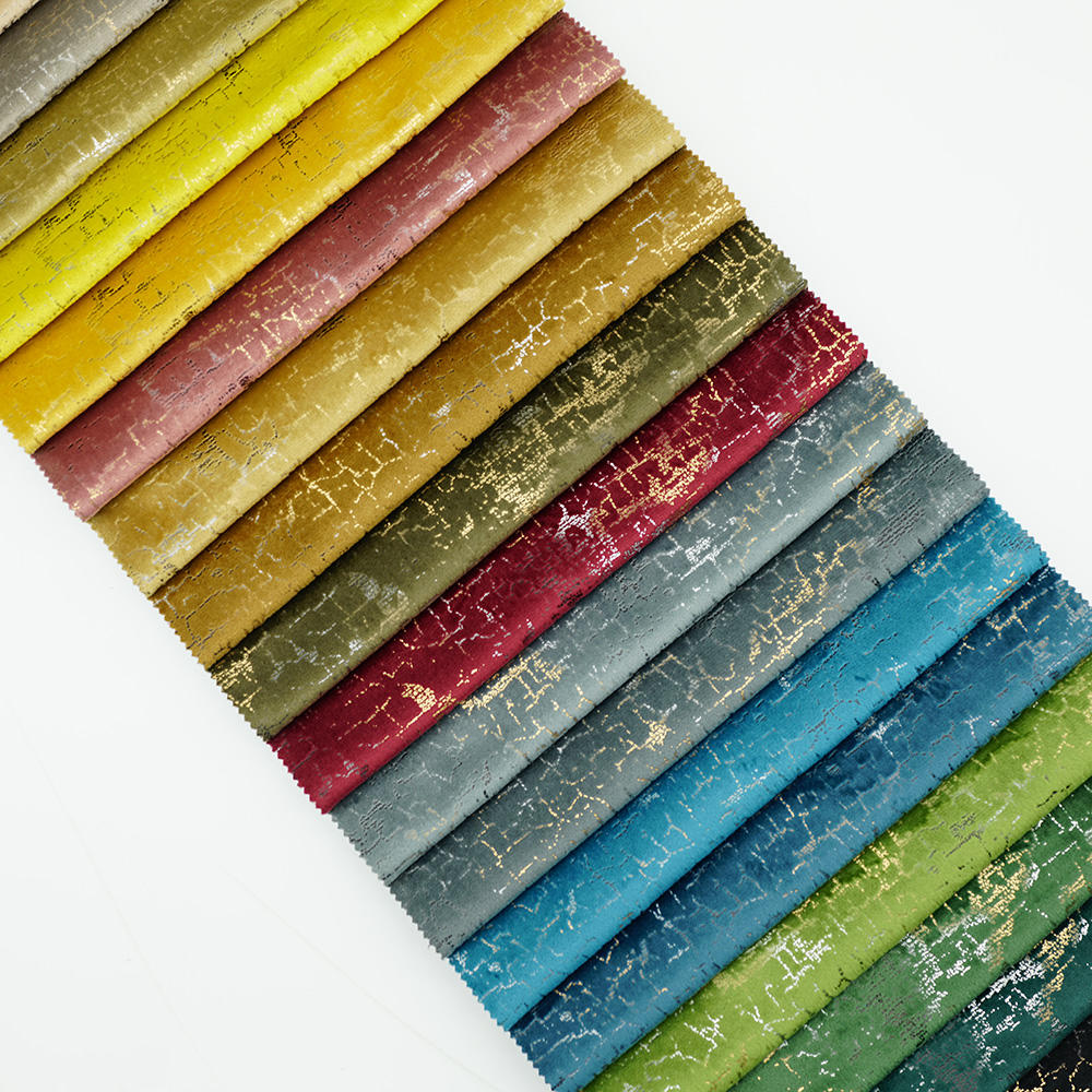 100% Polyester Knitting Upholstery Bronzing Velvet Material Sofa Fabric