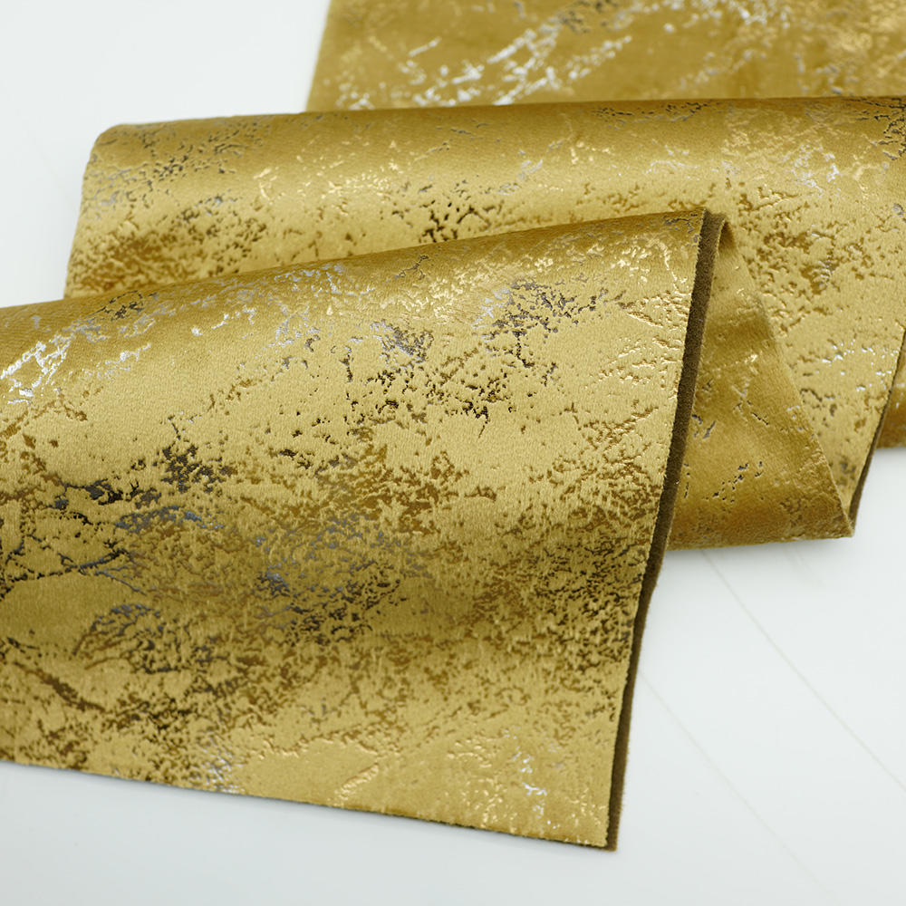 New designing gold foil stamping holland velvet upholstery faric