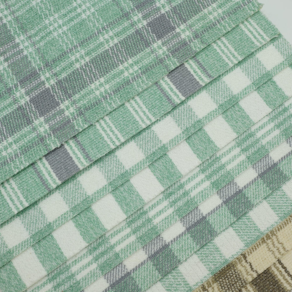 New Linen Cotton Blended Fabrics Plaid Printed Linen Fabric Wholesale For Curtain And Sofa